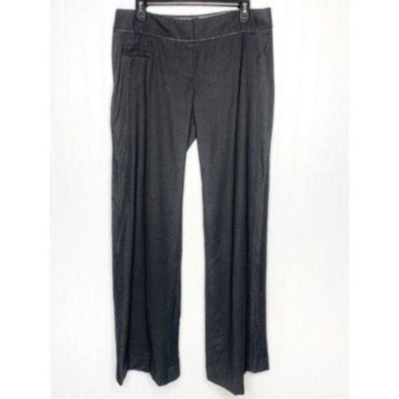 Diane Von Furstenberg Wool Trouser Pants Wide Leg Gray Shimmery Size 10 - Picture 1 of 8